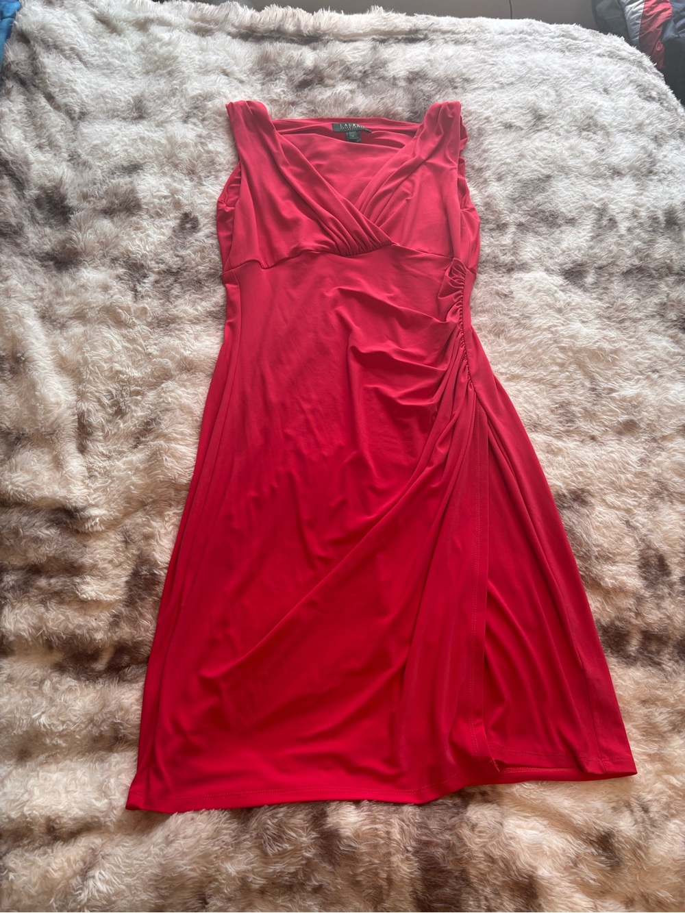 Lauren Ralph Lauren Red Sleeveless Midi Wrap Dress - Picture 6 of 6